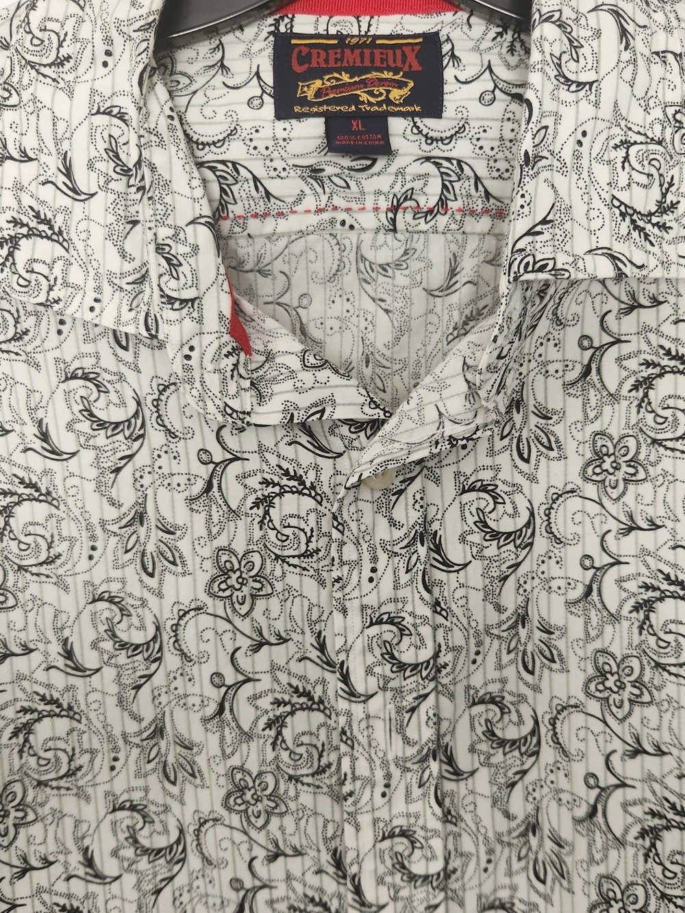 Daniel Cremieux White Button-Down Shirt with Black Paisley Print